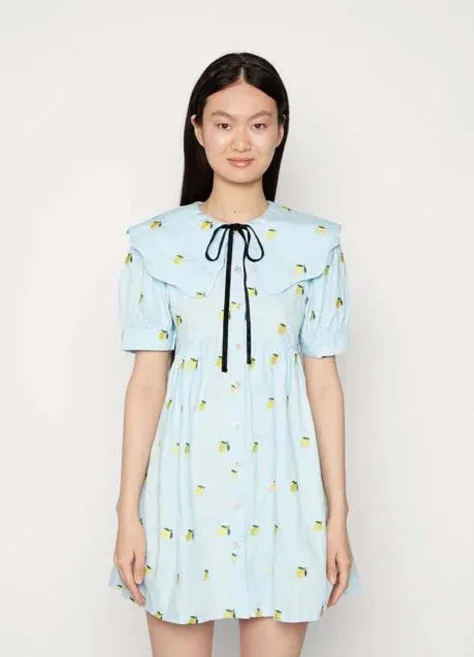 Sister Jane Lemon Laurel Dress Light Blue Embroidered Collar Mini Dress Size L